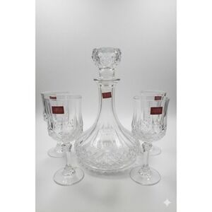 Cristal d'Arques Longchamp Crystal Decanter Set with 4 Wine Glasses in Box